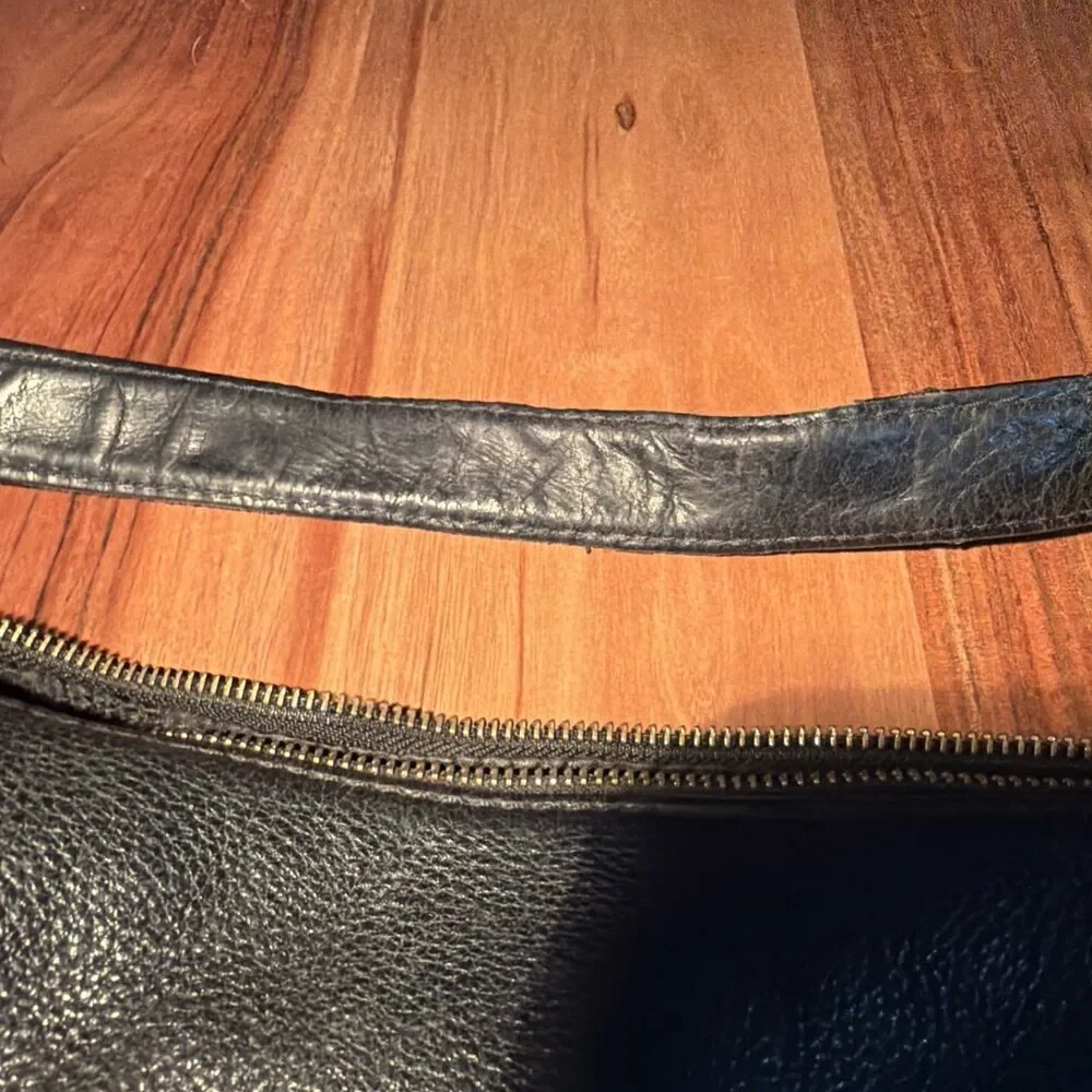 Michael Kors Fulton Leather Hobo Shoulder Bag Black Inside MK logo Flap